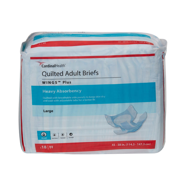 Wings™ Plus Quilted Unisex Adult Incontinence Brief Large Disposable Heavy Absorbency (864858_CS) 4/CS