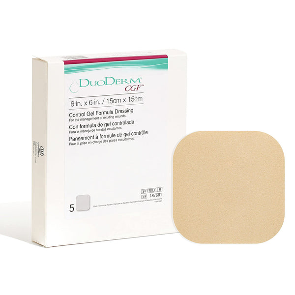 DuoDERM® CGF® Hydrocolloid Dressing Foam Backing 6 X 6 Inch Square Hydrocolloid (185893_BX) 5/BX
