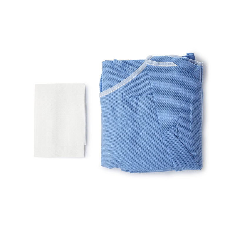 McKesson Non-Reinforced Surgical Gown with Towel Medium Blue Sterile AAMI Level 3 Disposable (1104451_CS) 32/CS