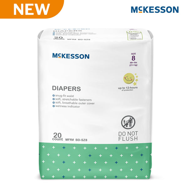 McKesson Unisex Youth Incontinence Brief Size 8 Disposable Heavy Absorbency (1261981_BG) 20/BG