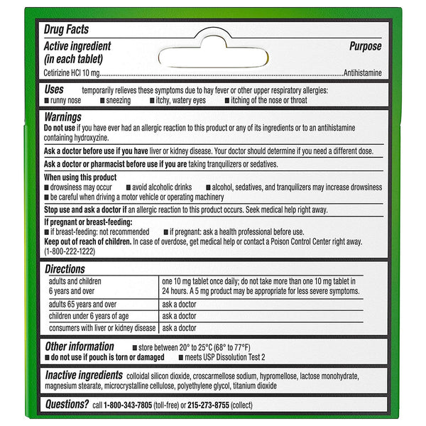 Zyrtec® Allergy Relief 10 mg Strength Tablet 14 per Box (677828_BX) 1/BX