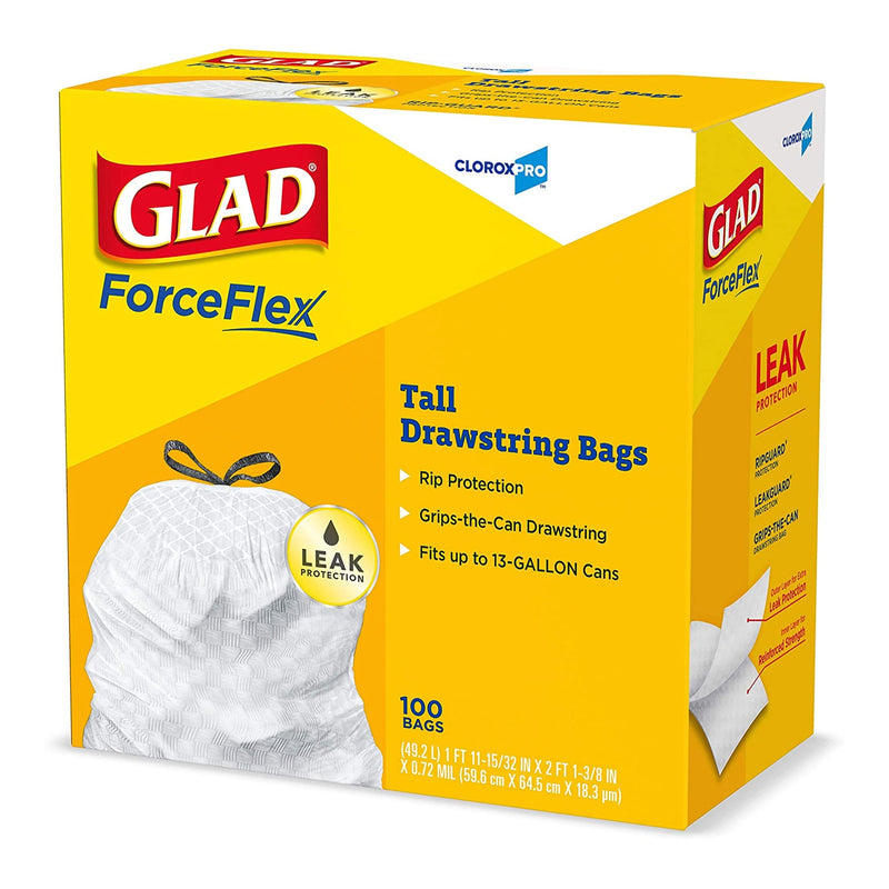CloroxPro® Glad® ForceFlex Tall Kitchen Trash Bag 13 gal. Gray LLDPE 0.95 mil 24 X 28 Inch Flat Pack (741364_CS) 100/CS