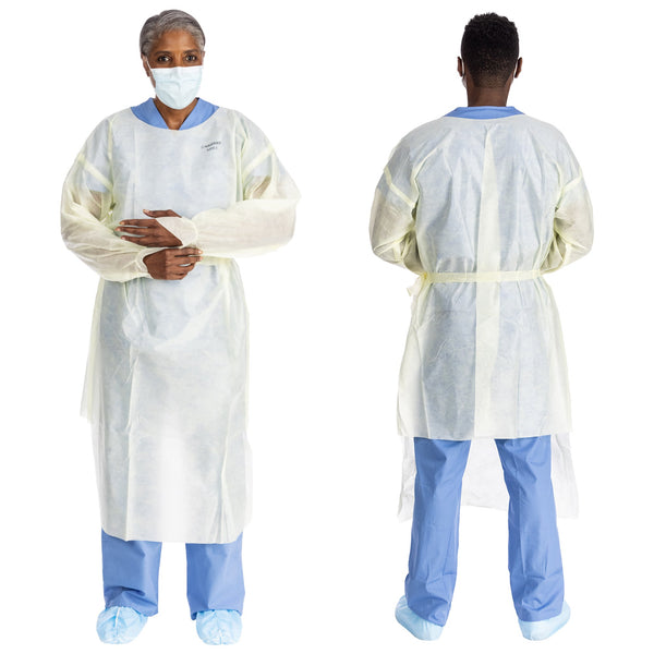 Halyard Basics Protective Procedure Gown Large Yellow NonSterile AAMI Level 2 Disposable (1204460_BG) 10/BG