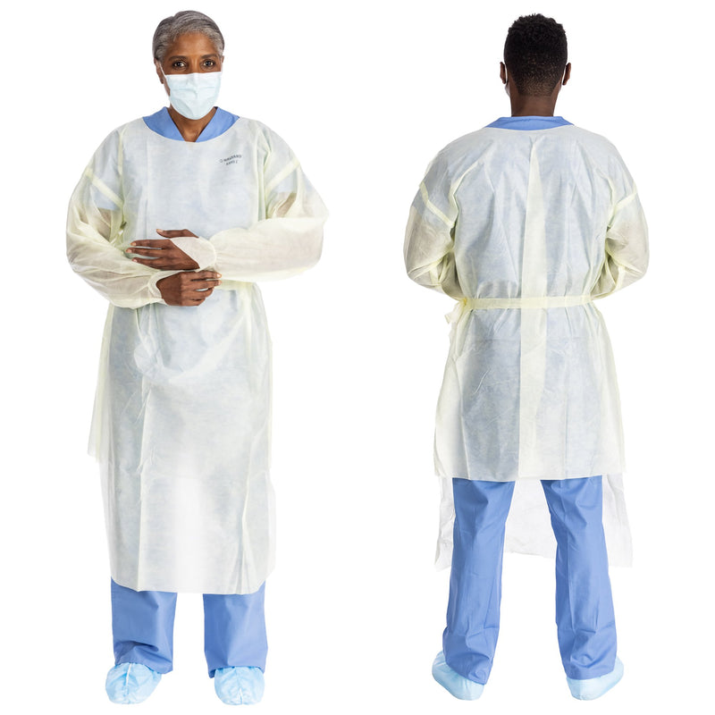 Halyard Basics Protective Procedure Gown Large Yellow NonSterile AAMI Level 2 Disposable (1204460_BG) 10/BG