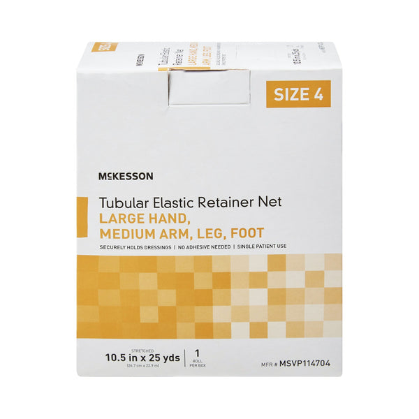McKesson Elastic Net Retainer Dressing Tubular Elastic 10-1/2 Inch X 25 Yard (26.7 cm X 22.9 m) Size 4 White Large Hand / Medium Arm / Leg / Foot NonSterile (1113348_CS) 10/CS