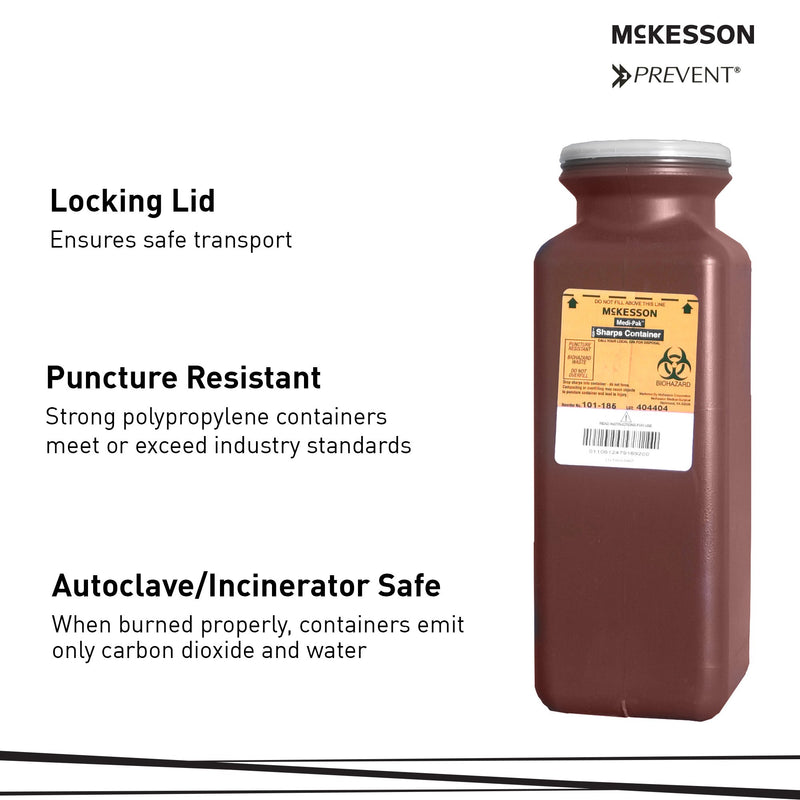 McKesson Sharps Container Red Base 10 H X 3-1/2 W X 3-1/2 D Inch Vertical Entry 0.425 Gallon (586912_CS) 20/CS