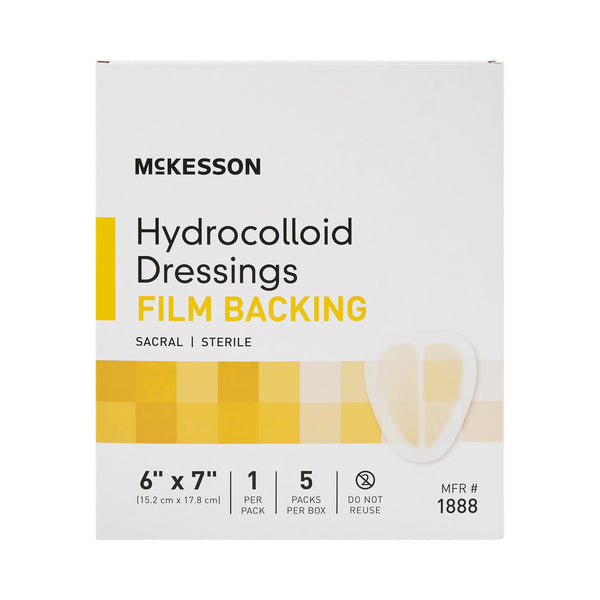 McKesson Hydrocolloid Dressing Waterproof Film Backing 6 X 7 Inch Sacral Hydrocolloid / Film (882993_BX) 5/BX