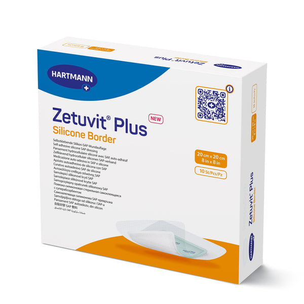 Zetuvit® Plus Silicone Border Super Absorbent Dressing Silicone Adhesive 8 X 8 Inch Square (1242913_EA) 1/EA