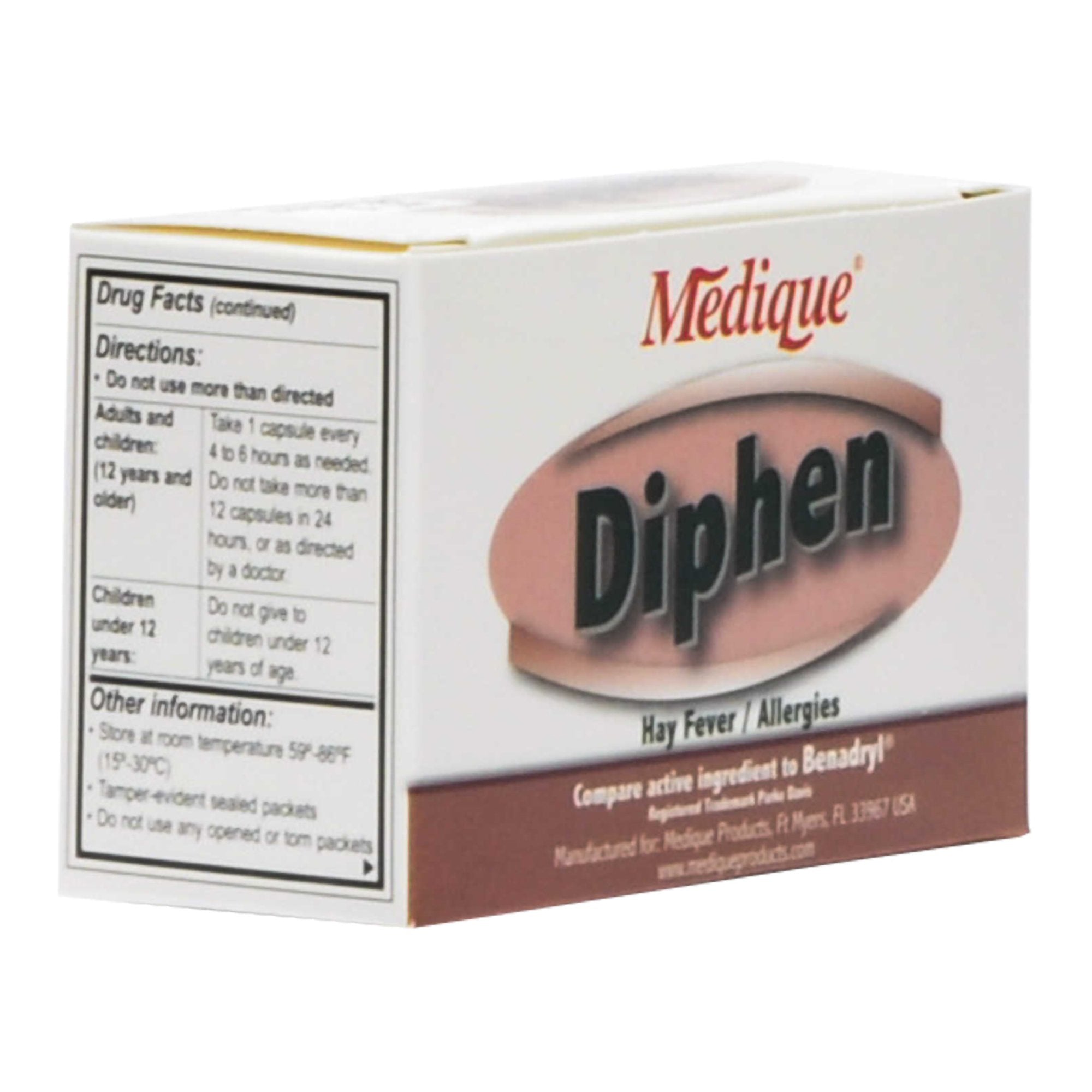 Diphen Allergy Relief 25 mg Strength Caplet 24 per Box (498724_BX) 1/B ...