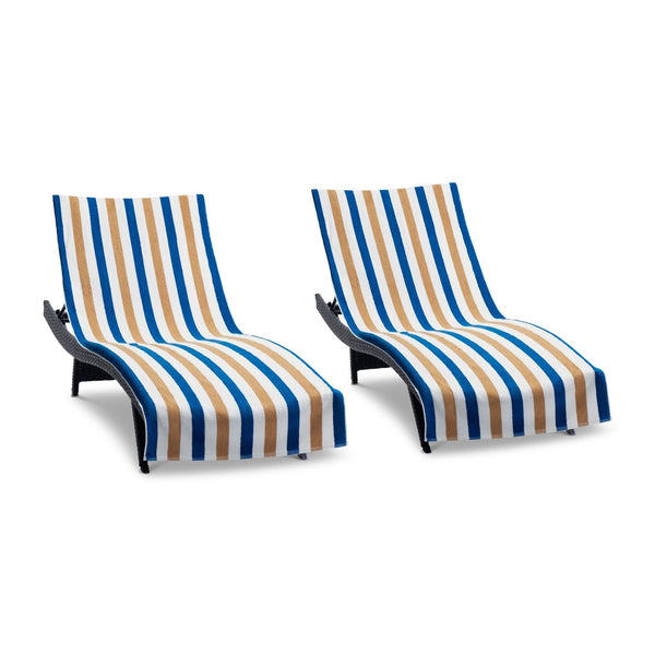 Arkwright Home Cabo Cabana Chaise Cover 30x85 Navy/Beige (2/Pack) (P-CC-CC-NVBG) 2/PK