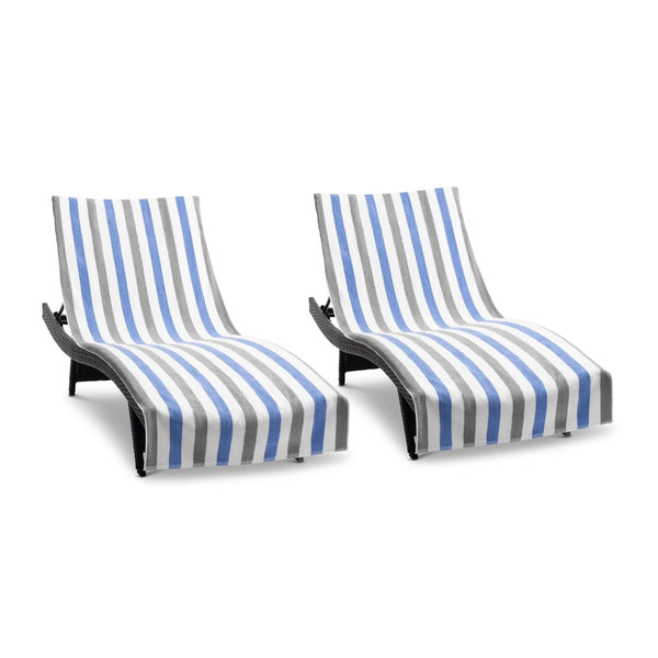 Arkwright Home Cabo Cabana Chaise Cover 30x85 Grey/Navy (2/Pack) (P-CC-CC-GYNV) 2/PK