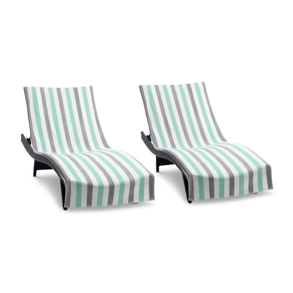 Arkwright Home Cabo Cabana Chaise Cover 30x85 Grey/Green (2/Pack) (P-CC-CC-GYGR) 2/PK