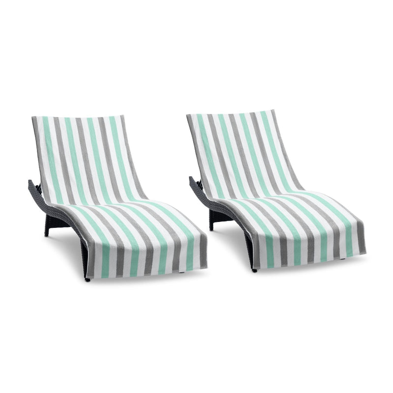 Arkwright Home Cabo Cabana Chaise Cover 30x85 Grey/Green (2/Pack) (P-CC-CC-GYGR) 2/PK