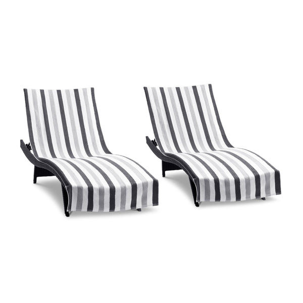 Arkwright Home Cabo Cabana Chaise Cover 30x85 Black/Grey (2/Pack) (P-CC-CC-BKGY) 2/PK