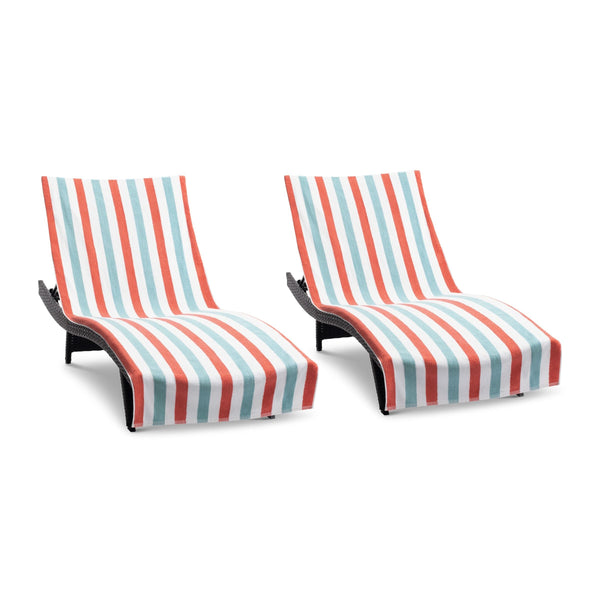 Arkwright Home Cabo Cabana Chaise Cover 30x85 Red/Blue (2/Pack) (P-CC-CC-ORBL) 2/PK