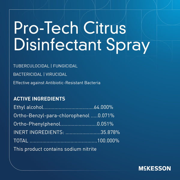 McKesson Pro-Tech Surface Disinfectant Cleaner Alcohol Based Aerosol Spray Liquid 16 oz. Can Citrus Scent NonSterile (1099449_CS) 12/CS