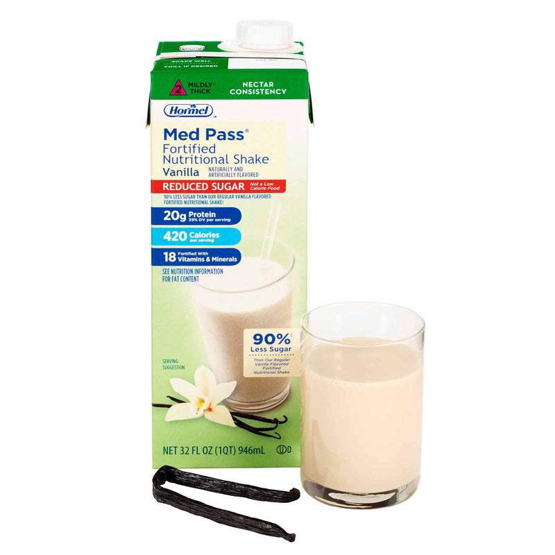 Med Pass® Reduced Sugar Oral Supplement Vanilla Flavor Liquid 32 oz. Carton (1016362_EA) 1/EA