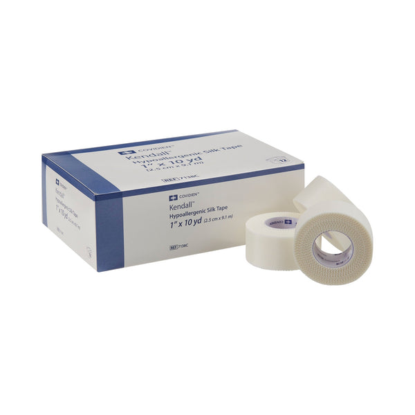 Kendall™ Hypoallergenic Silk Hypoallergenic Medical Tape White 1 Inch X 10 Yard Silk-Like Cloth NonSterile (696201_BX) 12/BX