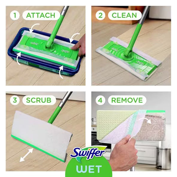 Swiffer® Wet Saturated Wet Mop Pad Bound Edge White Cloth Disposable (1260306_CT) 72/CT
