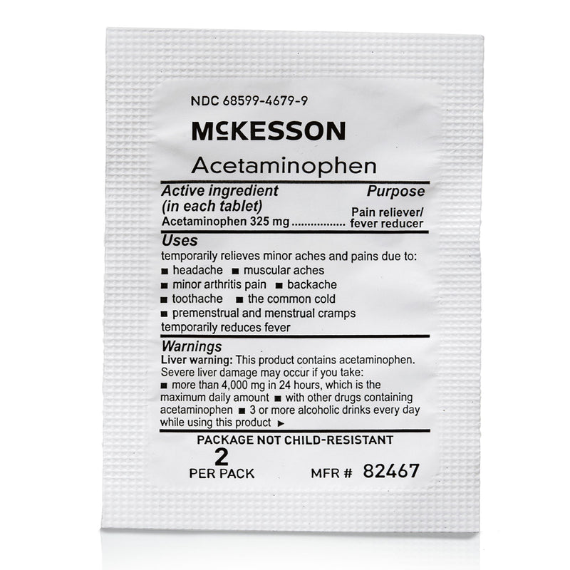 McKesson Pain Relief 325 mg Strength Acetaminophen Unit Dose Tablet 250 per Box (1111736_CS) 3000/CS