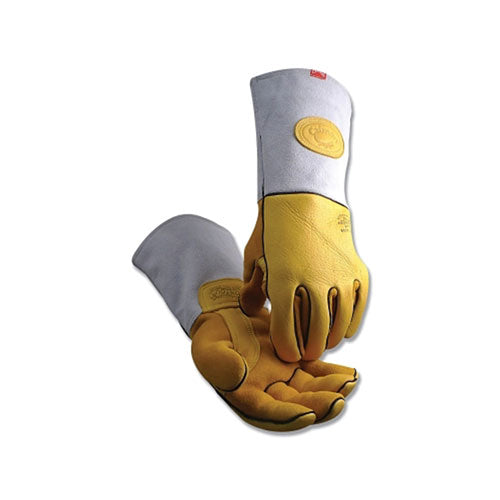 Caiman 1485 Elk Skin Wool Insulated Unlined Palm MIG/Stick Welding Gloves, Large, Gold/Beige, Gauntlet Cuff (607-1485-L) 1 Pair