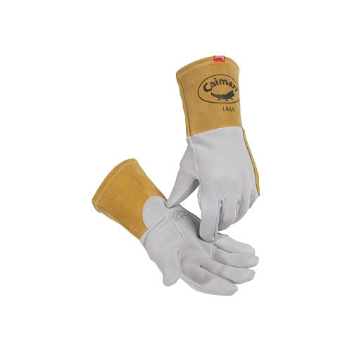 Caiman 1864 Deerskin Unlined Lean-On Patch TIG Welding Gloves, Large, Gray, 4 in Gauntlet Cuff (607-1864-L) 1 Pair