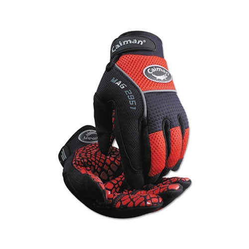 Caiman Silicon Grip Gloves, Large, Red/Black (607-2951-L) 1 Pair