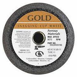 Carborundum Flaring Cup Wheel, 4 in Dia, 2 in Thick, 16 Grit Alumina Oxide (481-05539509166) Each