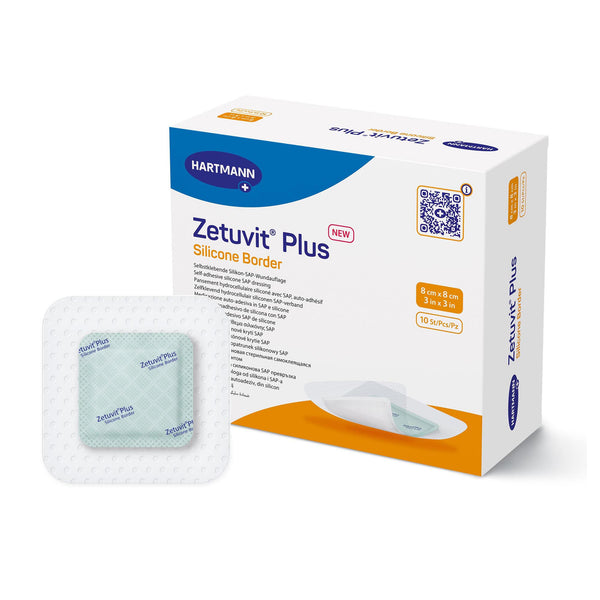 Zetuvit® Plus Silicone Border Super Absorbent Dressing Silicone Adhesive 3 X 3 Inch Square (1235836_BX) 10/BX