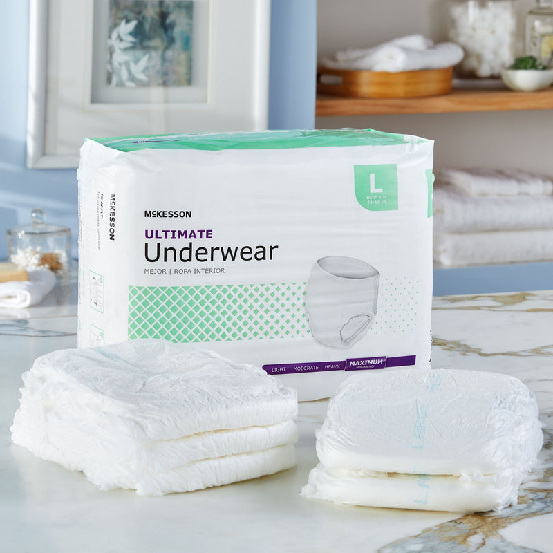 McKesson Unisex Adult Absorbent Underwear Pull On with Tear Away Seams Large Disposable Heavy Absorbency (1123836_CS) 72/CS