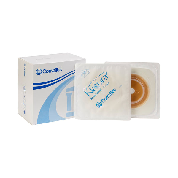 Sur-Fit Natura® Ostomy Barrier Trim to Fit, Standard Wear Stomahesive® Adhesive 45 mm Flange Sur-Fit® Natura® System Hydrocolloid Up to 1 to 1-1/4 Inch Opening 4 X 4 Inch (325406_EA) 1/EA