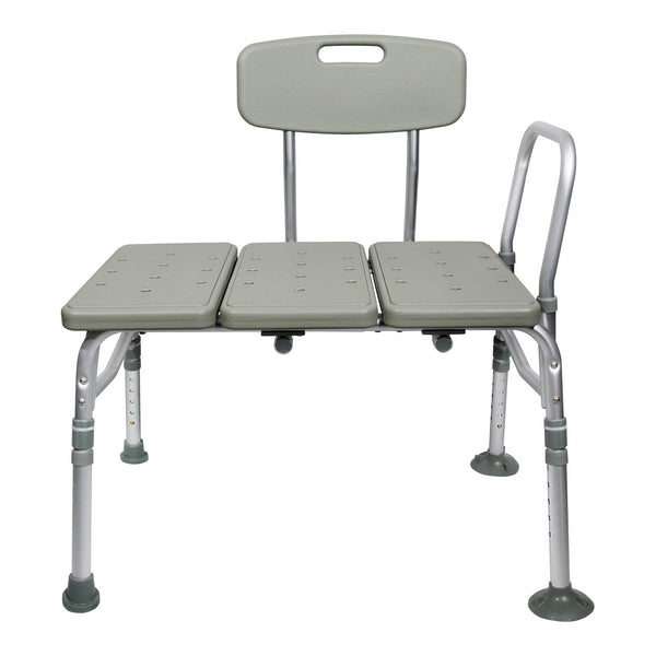 McKesson Knocked Down Bath Transfer Bench Removable Arm Rail 17-1/2 to 22-1/2 Inch Seat Height 400 lbs. Weight Capacity (1128904_EA) 1/EA