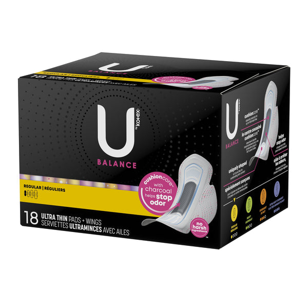 U by Kotex® Balance Feminine Pad Ultra Thin with Wings Regular Absorbency (1224718_PK) 18/PK