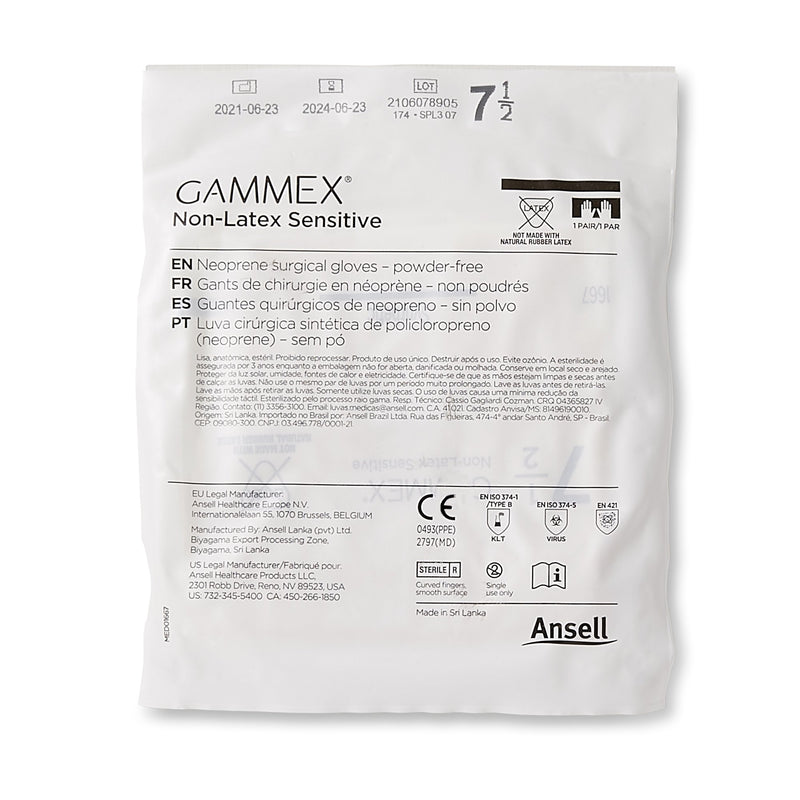 GAMMEX® Non-Latex Sensitive Surgical Glove Size 7.5 Sterile Polychloroprene Standard Cuff Length Micro-Textured Cream Chemo Tested (833675_BX) 50/BX