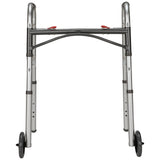 McKesson Dual Release Folding Walker with Wheels Adjustable Height Aluminum Frame 350 lbs. Weight Capacity 25 to 32-1/4 Inch Height (1088077_CS) 1/CS