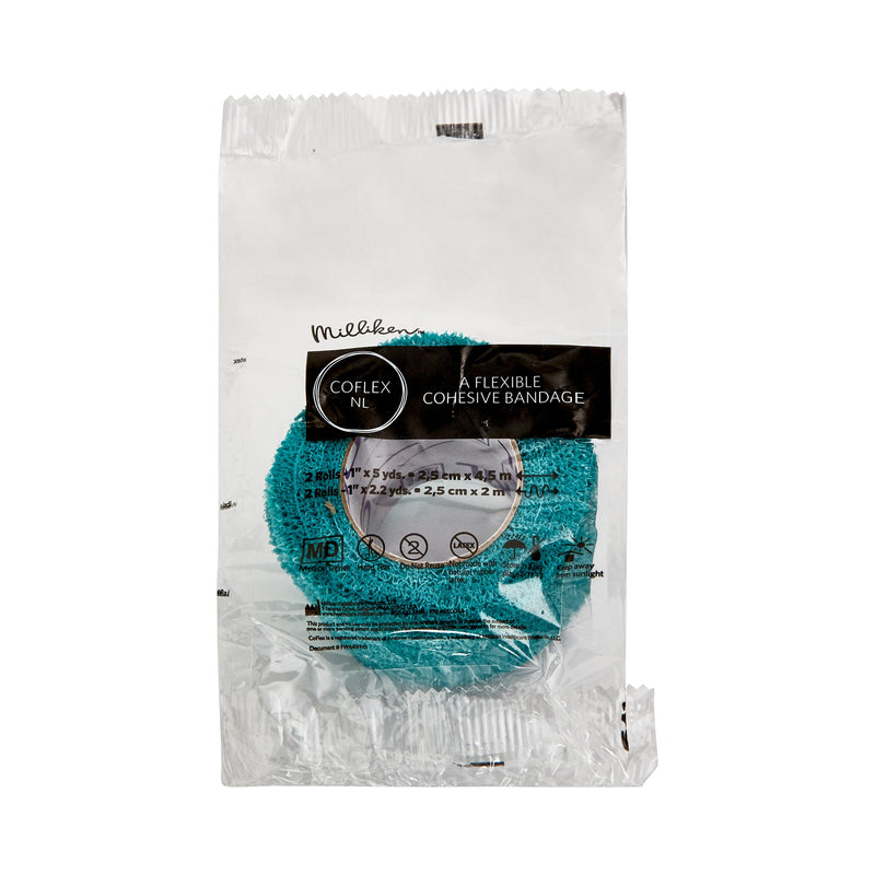 CoFlex® NL Cohesive Bandage 1 Inch X 5 Yard Self-Adherent Closure Teal / Blue / White / Purple / Green NonSterile 12 lbs. Tensile Strength (627155_RL) 1/RL