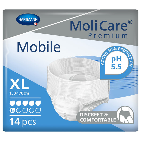 MoliCare® Premium Mobile 6D Unisex Adult Absorbent Underwear Pull On with Tear Away Seams X-Large Disposable Moderate Absorbency (860104_BG) 14/BG