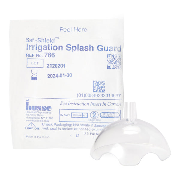 Saf-Shield* Irrigation Splash Guard 2 Exit Portals, Clear, Plastic, Angled Inlet, Sterile (455907_CS) 50/CS