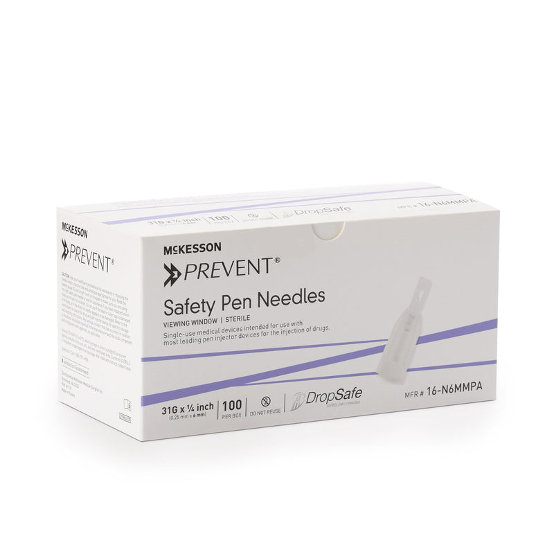 McKesson Prevent® Safety Insulin Pen Needle 31 Gauge 6 mm Length Automatic Safety with Manual Back-End Shield (1118151_BX) 100/BX