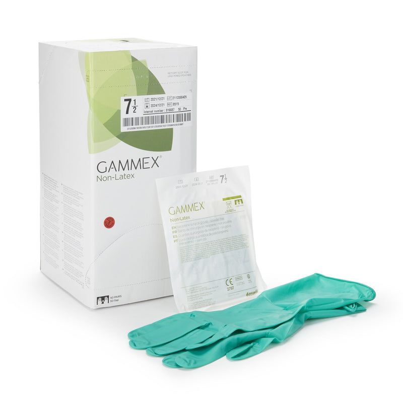 GAMMEX® Non-Latex Surgical Glove Size 7.5 Sterile Polyisoprene Standard Cuff Length Micro-Textured Green Chemo Tested (364346_CS) 200/CS