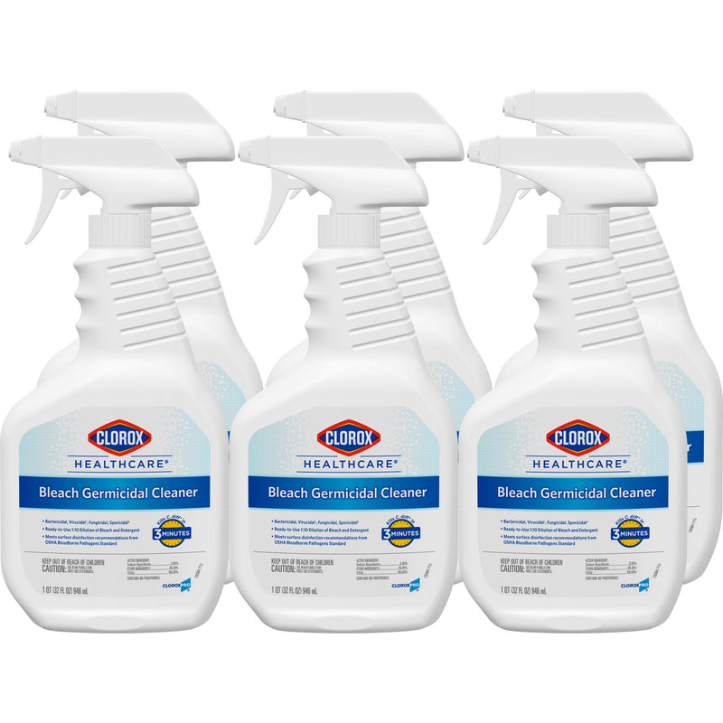 Clorox Healthcare® Bleach Germicidal Surface Disinfectant Cleaner Trigger Spray Liquid 32 oz. Bottle Fruity Floral Bleach Scent NonSterile (909774_CS) 6/CS