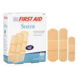 American® White Cross Adhesive Strip Assorted Sizes Plastic Assorted Shapes Sheer Sterile (1106232_BX) 80/BX