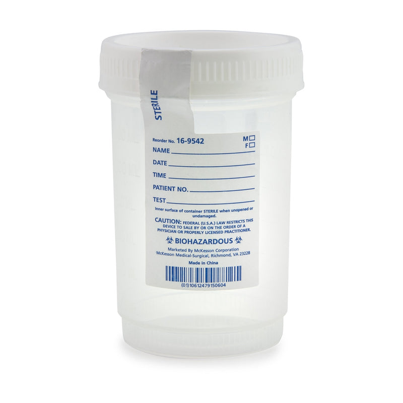 McKesson Specimen Container for Pneumatic Tube Systems 120 mL (4 oz.) Screw Cap Sterile (503927_BG) 75/BG