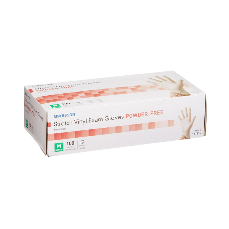 McKesson Exam Glove Medium NonSterile Stretch Vinyl Standard Cuff Length Smooth Ivory Not Rated (409743_CS) 1000/CS