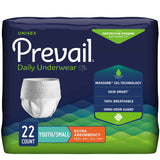Prevail® Daily Underwear Unisex Youth Absorbent Underwear Pull On with Tear Away Seams Small Disposable Moderate Absorbency (445894_PK) 22/PK