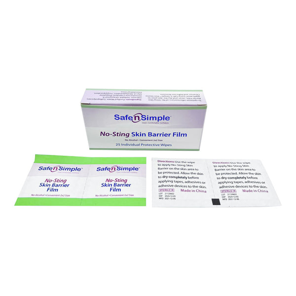 Safe N Simple™ No-Sting Skin Barrier Wipe 60% / 20% Strength Purified Water / Polyvinylpyrrolidone / Glycerin / Propylene Glycol Individual Packet Sterile (869585_CS) 2500/CS