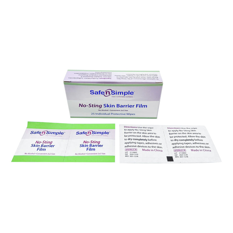 Safe N Simple™ No-Sting Skin Barrier Wipe 60% / 20% Strength Purified Water / Polyvinylpyrrolidone / Glycerin / Propylene Glycol Individual Packet Sterile (869585_EA) 1/EA