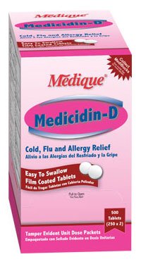 Medicidin-D Cold and Cough Relief 325 mg - 2 mg - 5 mg Strength Tablet 2 per Pack (498708_BX) 1/BX