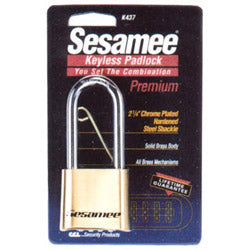 CCL Sesamee Keyless Padlocks, 5/16 in Diam., 2 1/4 in L X 1 in W, Brass, Corbin (197-K437) Each