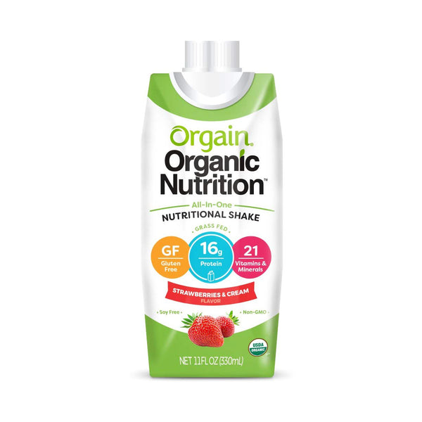 Orgain® Organic Nutritional Shake Oral Supplement Strawberries and Cream Flavor Liquid 11 oz. Carton (1039283_EA) 1/EA